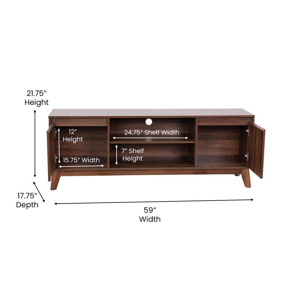 TV Stand with Adjustable Middle Shelf   Dual Soft Close Storage Doors