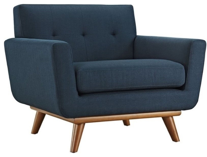 Pemberly Row Modern Upholstered Fabric Accent Chair in Azure   Midcentury   Armchairs And Accent Chairs   by Homesquare  Houzz