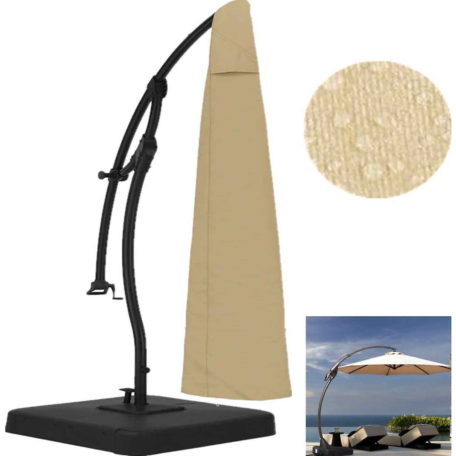 Patio Umbrella Cover - 600d Waterproof ， Outdoor Umbrella Cover For Offset Cantilever Umbrella ， Fits Patio Umbrella 9-13 Ft ， Beige Umbrella Cover.