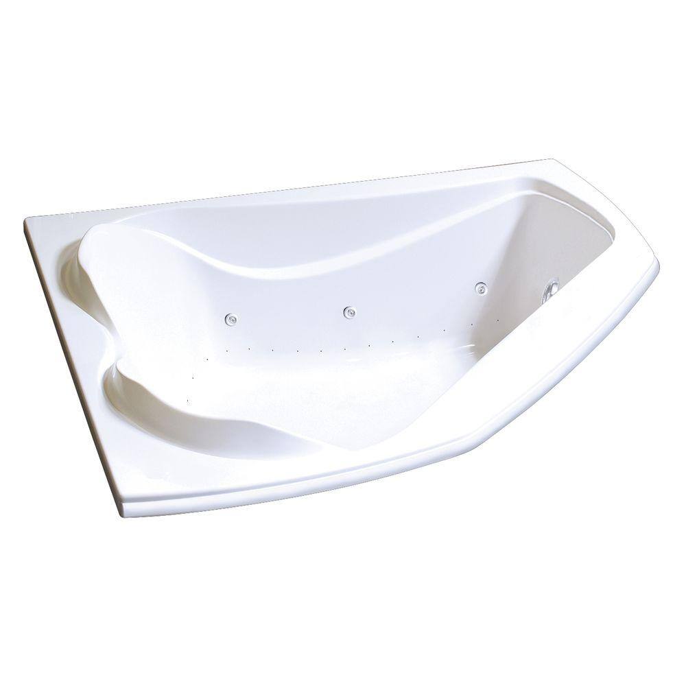 MAAX Cocoon 5 ft. Acrylic End Drain Corner Drop-in Whirlpool and Air Bath Tub in White 102724-109-001-100