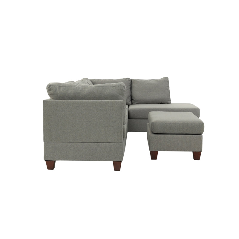 Bobkona Dervon Polyfabric Left or Right Hand Chaise Sectional with Ottoman Set, Multiple Colors