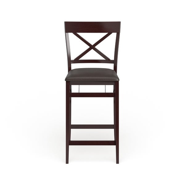 Porch and Den Expresso Folding Counter Stool with Faux Leather Seat