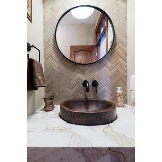 Premier Copper Products Oval Skirted Hammered Copper Vessel Sink in Oil Rubbed Bronze VO18SKDB