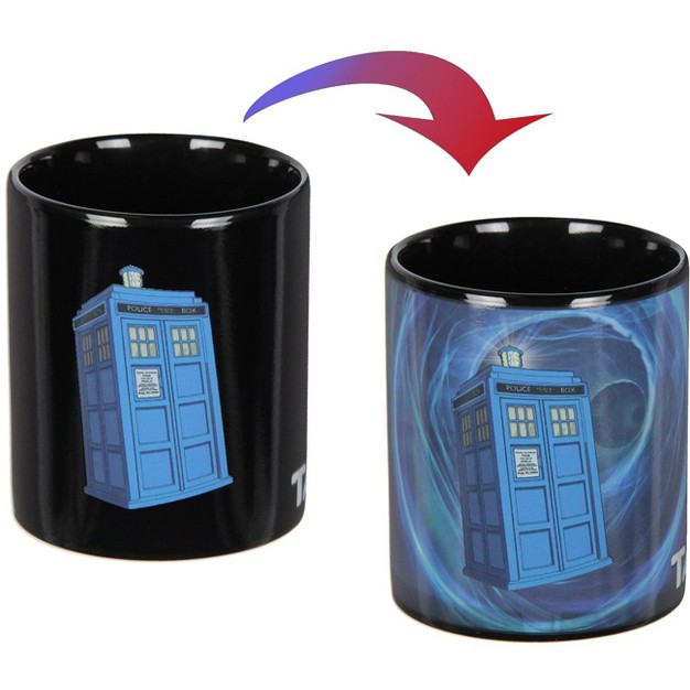 Doctor Who Tardis Vortex Heat Reactive Color Changing Tea Coffee Mug Cup Black