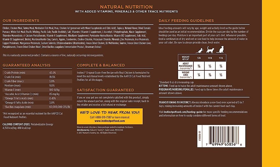 Instinct Original Grain-Free Recipe with Real Chicken Freeze-Dried Raw Coated Dry Cat Food