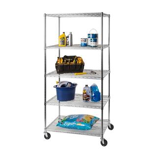 Seville Classics UltraDurable Silver 5-Tier NSF-Certified Steel Wire Garage Storage Shelving Unit (36 in. W x 72 in. H x 24 in. D) SHE24365B