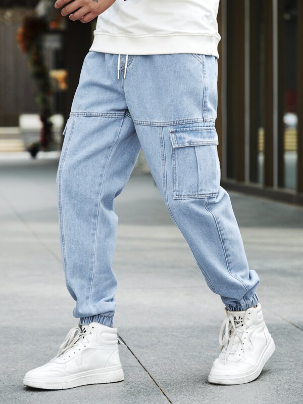 Sporsity Men Cotton Flap Pocket Side Jogger Jeans
