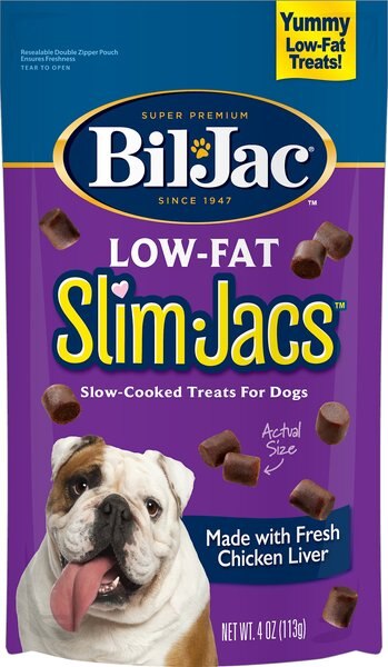 Bil-Jac Low-Fat SlimJacs Slow-Cooked Dog Treat， 4-oz pouch