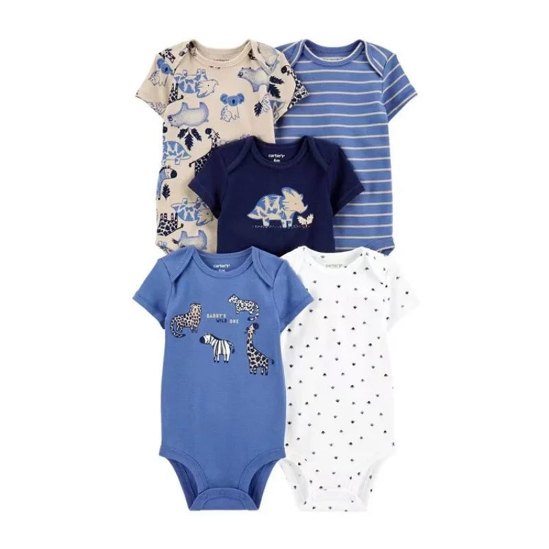 5Pcs Summer Newborn Baby Girls Boys Clothing Toddler Bodysuits Short Sleeve Kids Clothes Cotton Cartoon Ropa Bebe Jumpsuit 6-24M