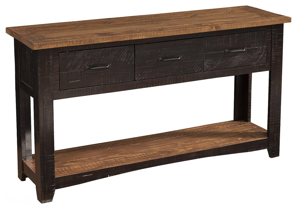 Console Table  Saw Marked Pine Frame  amp3 Drawers   Farmhouse   Console Tables   by Decor Love  Houzz