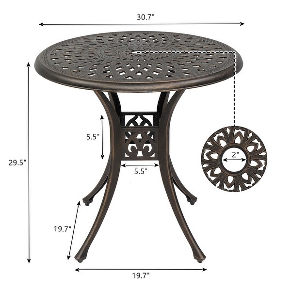 30 in.D x 29 in.H Outdoor Bronze Cast Aluminum Round Dining Table