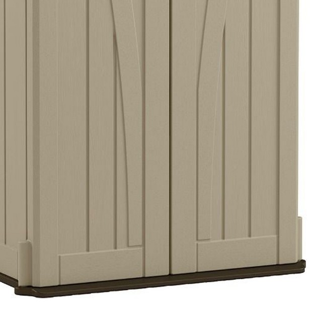 Suncast Bms2000 22 cubic Feet Durable All weather Uv resistant Vertical Tall Storage Shed For Garden Backyard Patio Or Pool Supplies Brown