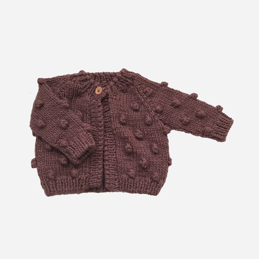 Mauve Popcorn Knit Cardigan by The Blueberry Hill