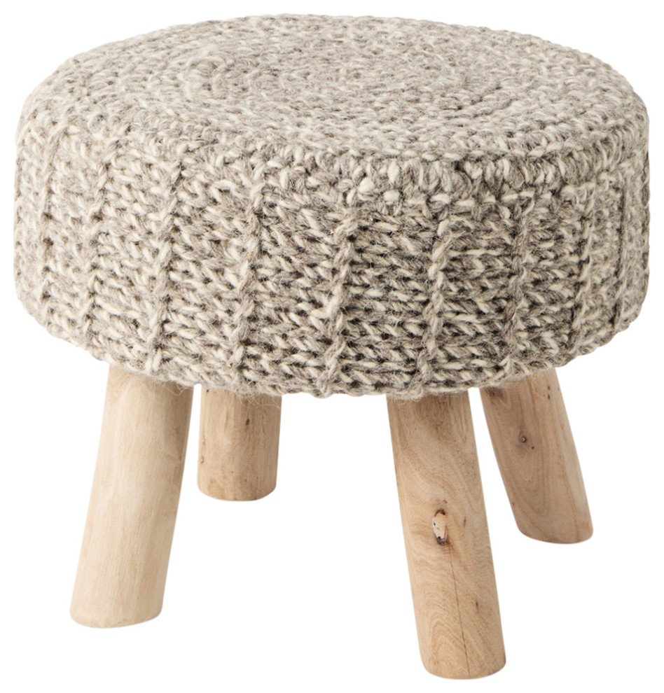 Bina Taupe Wool 4 Legged Stool   Scandinavian   Footstools And Ottomans   by Mercana  Houzz