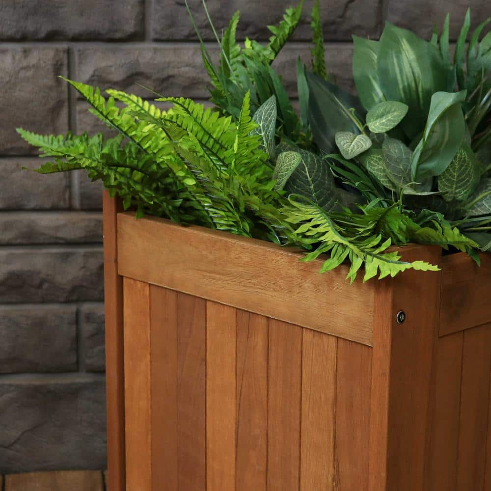 Sunnydaze Decor 16 in. Meranti Wood Outdoor Planter Box (Set of 2) LAM-608