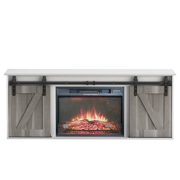 Wooden Fireplace TV Stand for TV up to 65