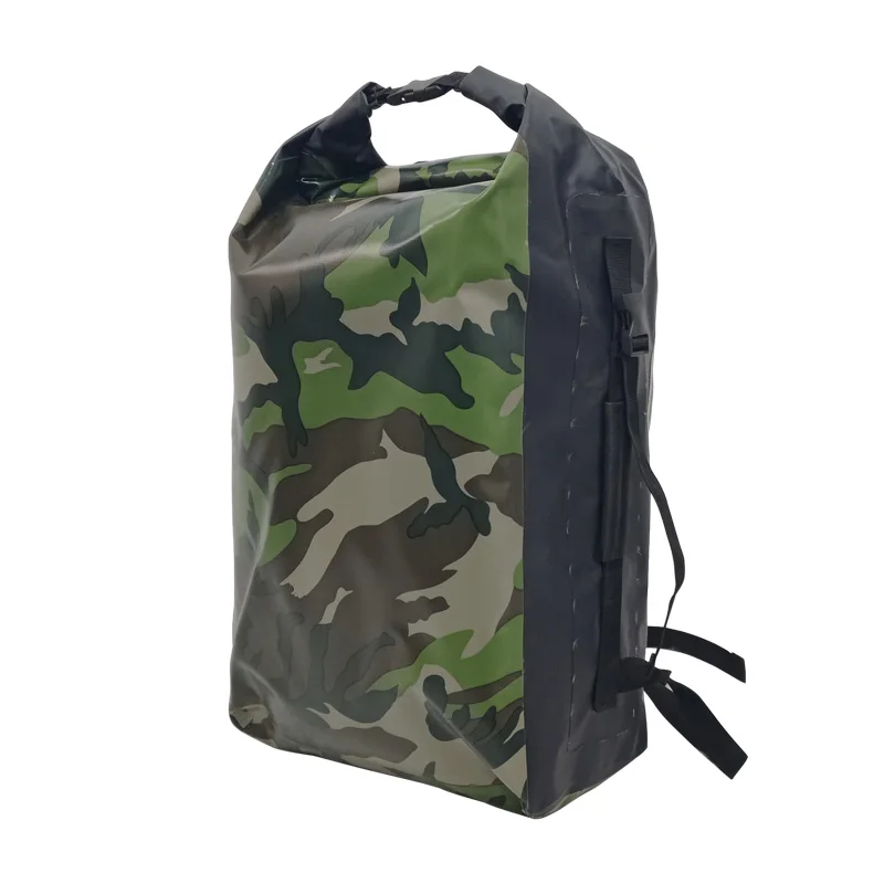 Outdoor Custom 500D PVC Tarpaulin Waterproof 30L Camouflage Boating Camping Travel Hiking Backpack