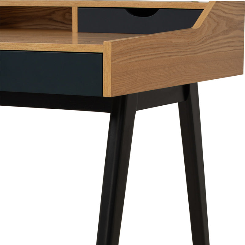 CASTOR Study Desk 110cm - Natural, Navy Blue & Black