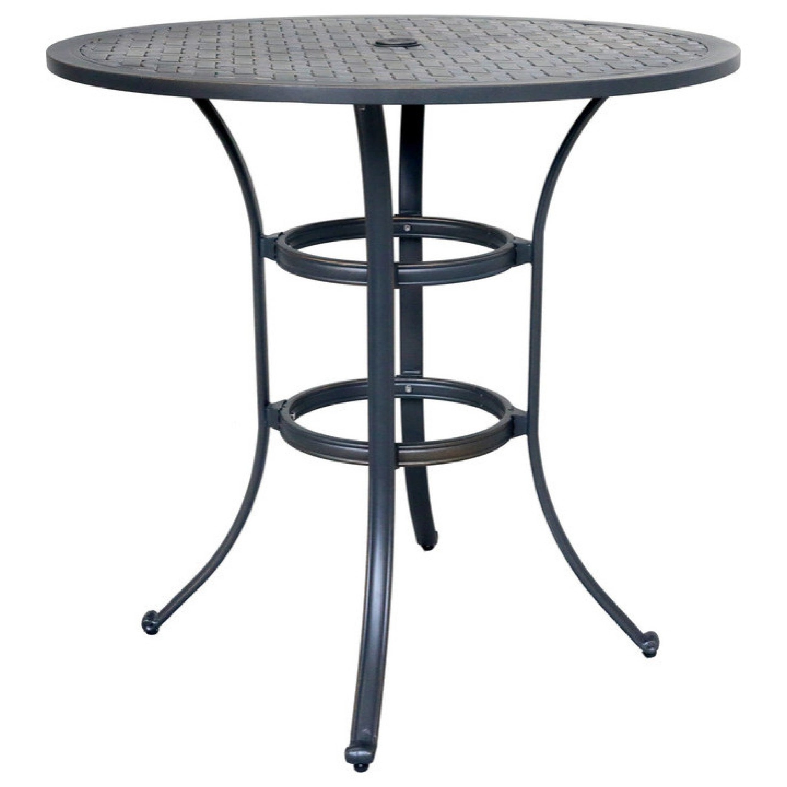 40 Inch Outdoor Patio Round Bar Table， Lattice Pattern， Desert Night