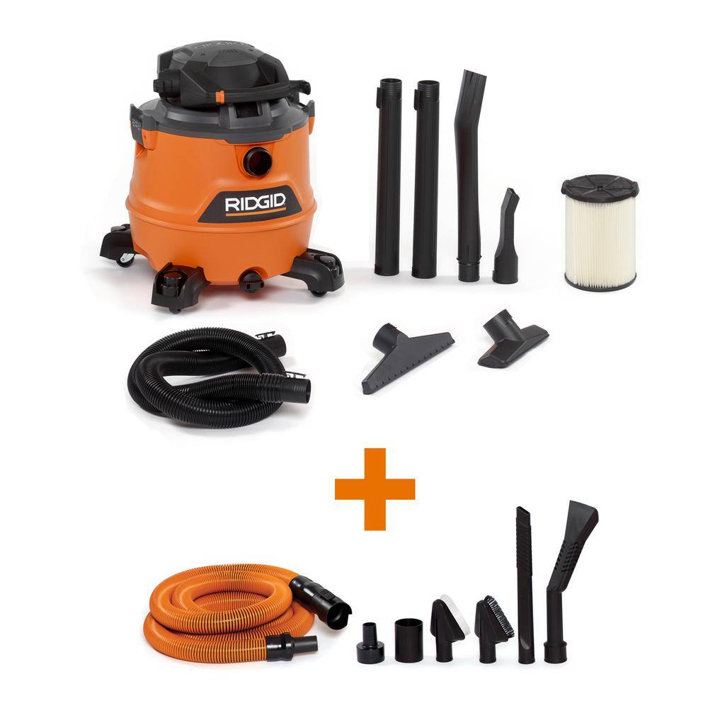 RIDGID 16 Gallon 6.5 Peak HP NXT WetDry Shop Vacuum with Detachable Blower Filter Hose Accessories and Car Cleaning Kit HD1600C