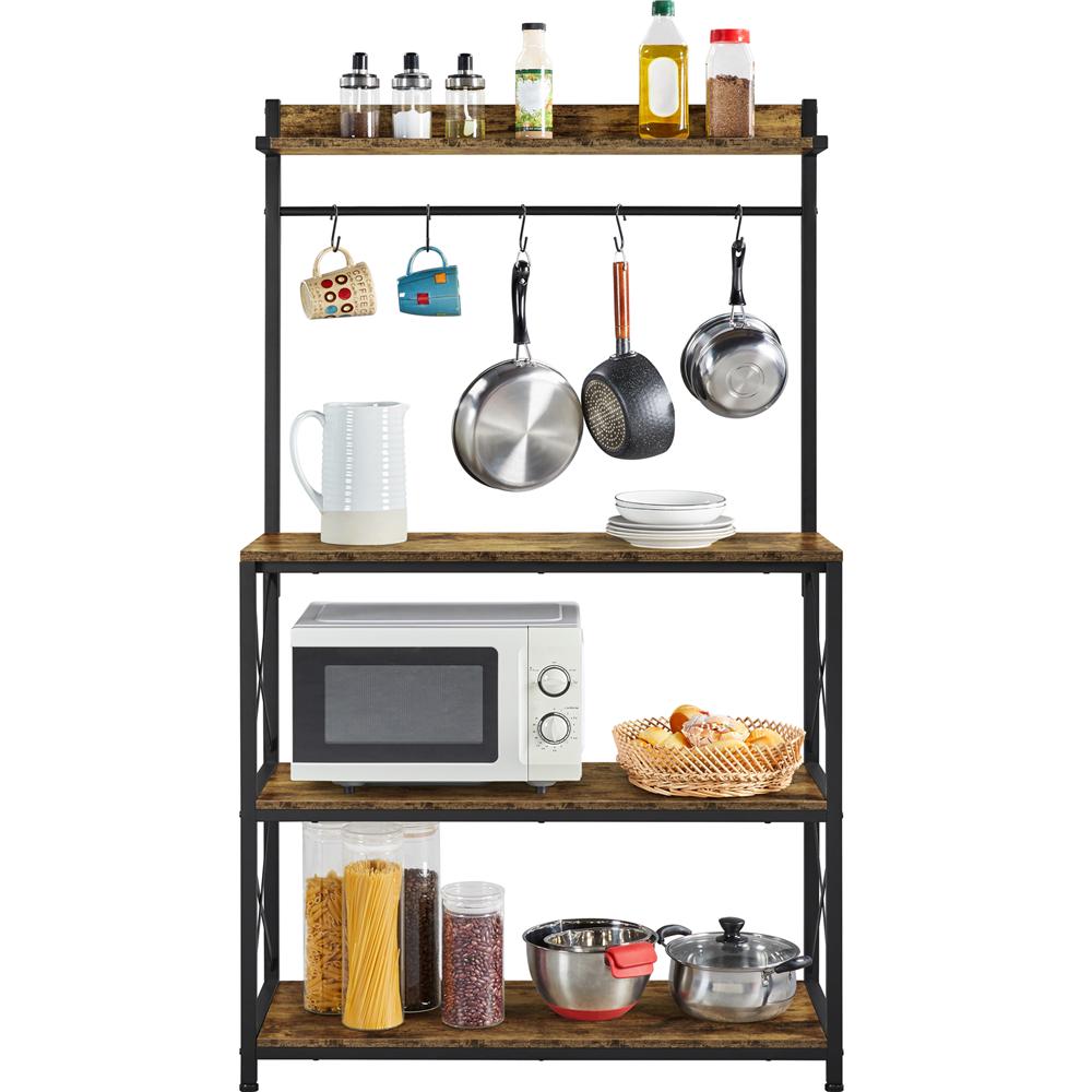 Easyfashion Kitchen Baker8217s Rack Storage Shelf Microwave Oven Stand Rustic Brown  Crowdfused