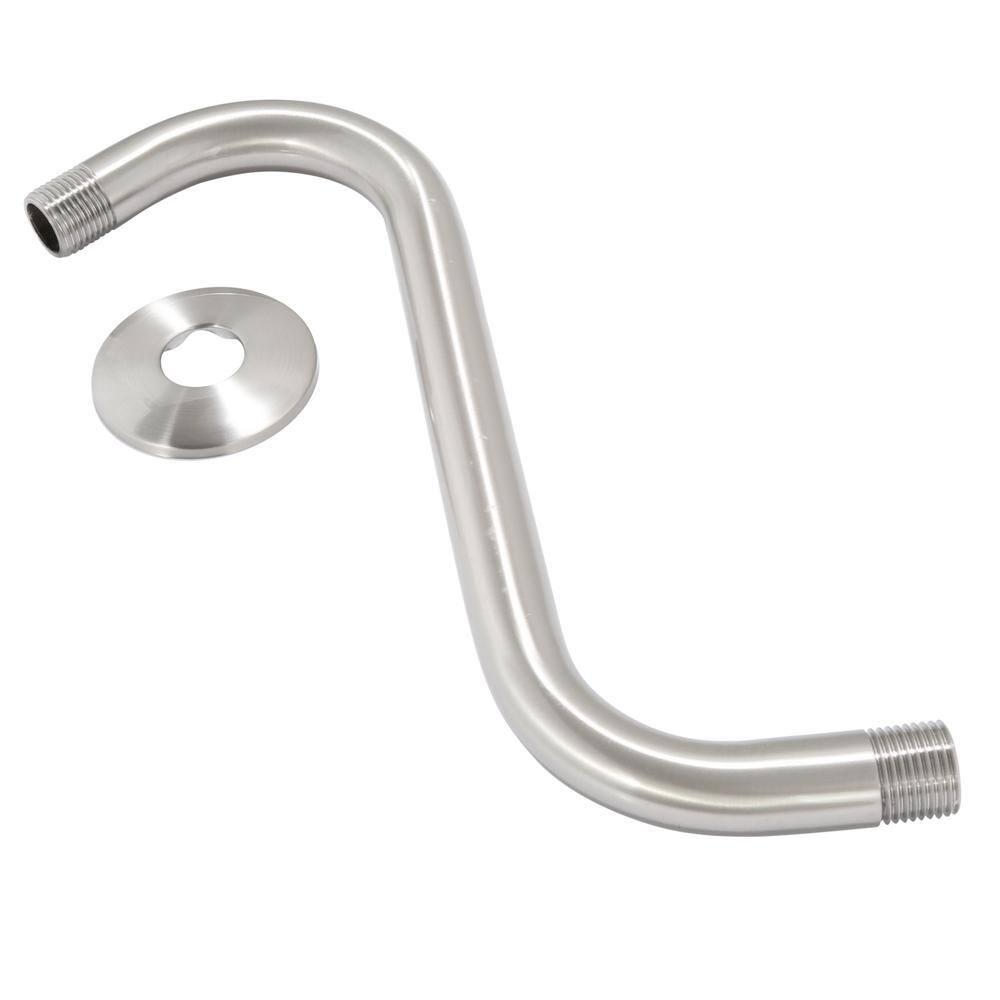 Glacier Bay 11 in. S-Style Shower Arm and Flange in Brushed Nickel 3075-514