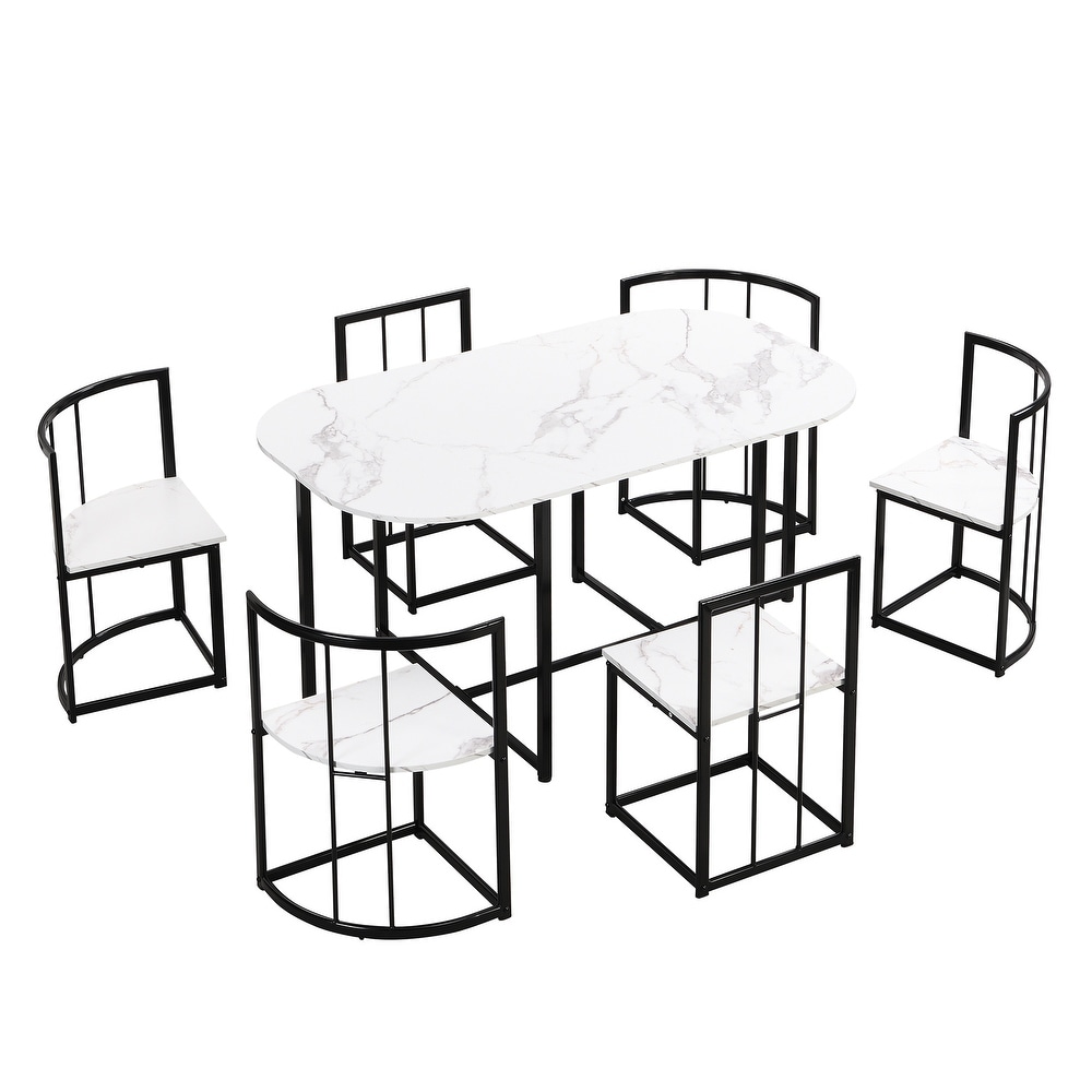 7 Piece Dining Table Set Kitchen Table Set for 6