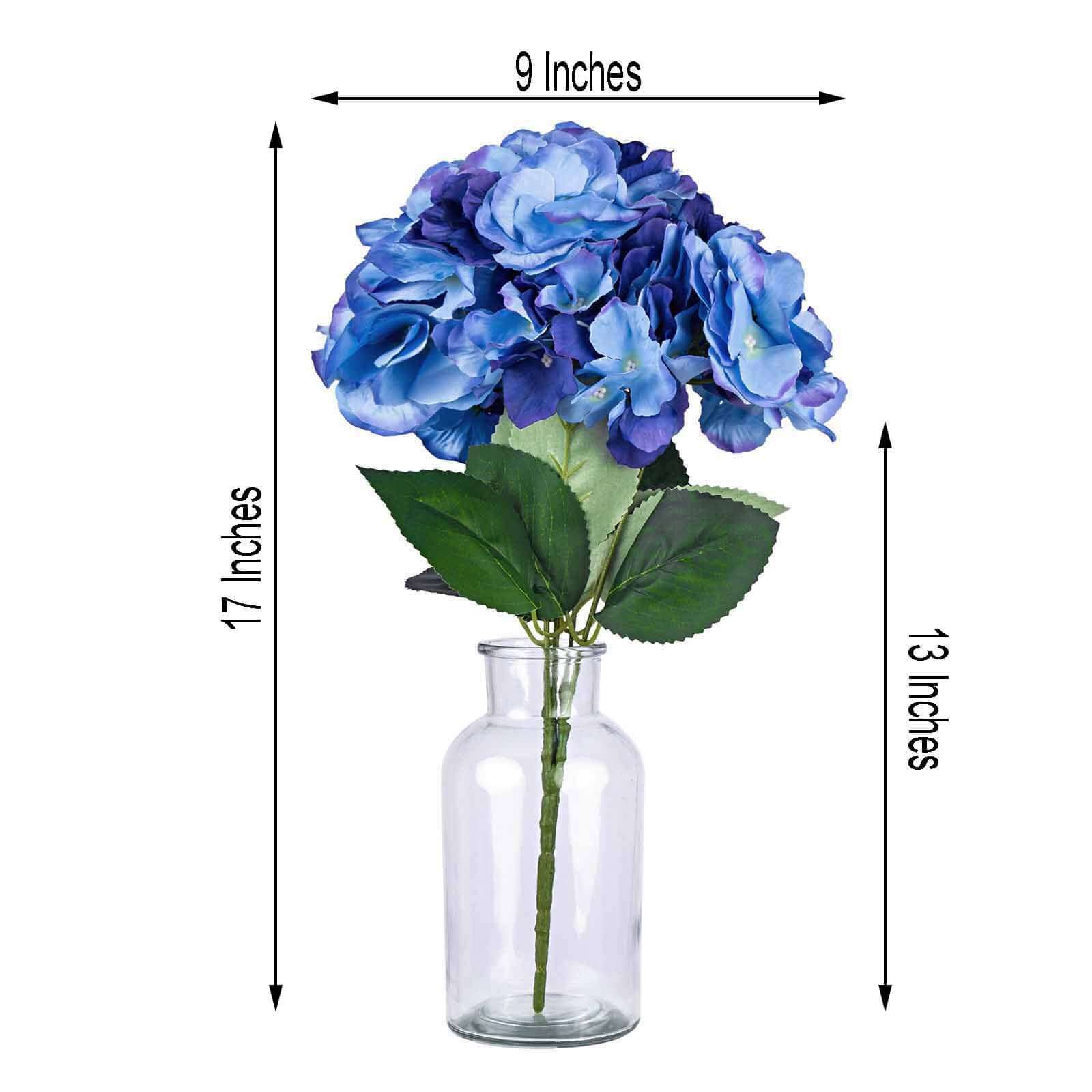 5 Bushes Royal Blue Artificial Silk Hydrangea Flower Bouquets