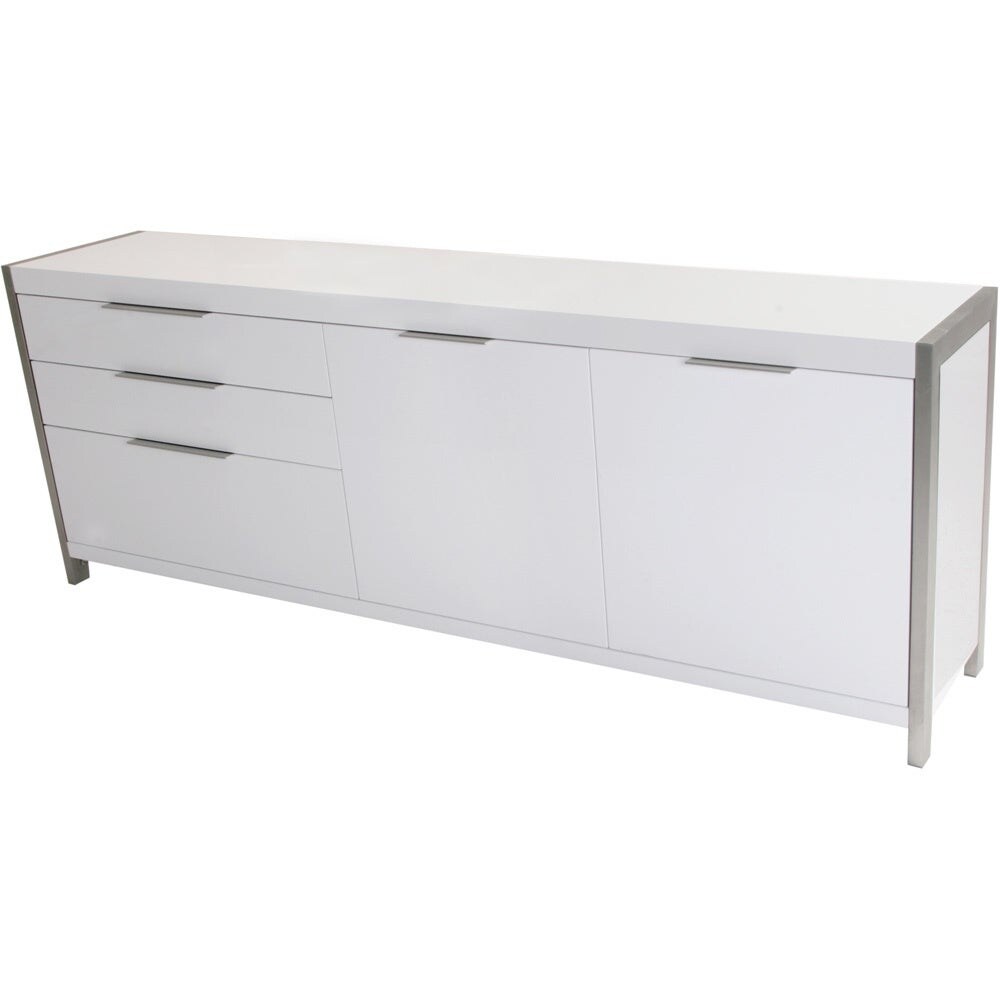 Aurelle Home Pure White Modern Storage Sideboard