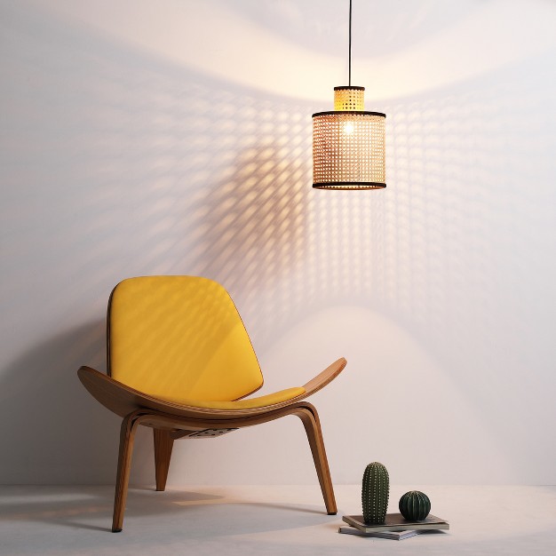 Vidalite Nakuv Rattan And Velvet Mini Pendant Light