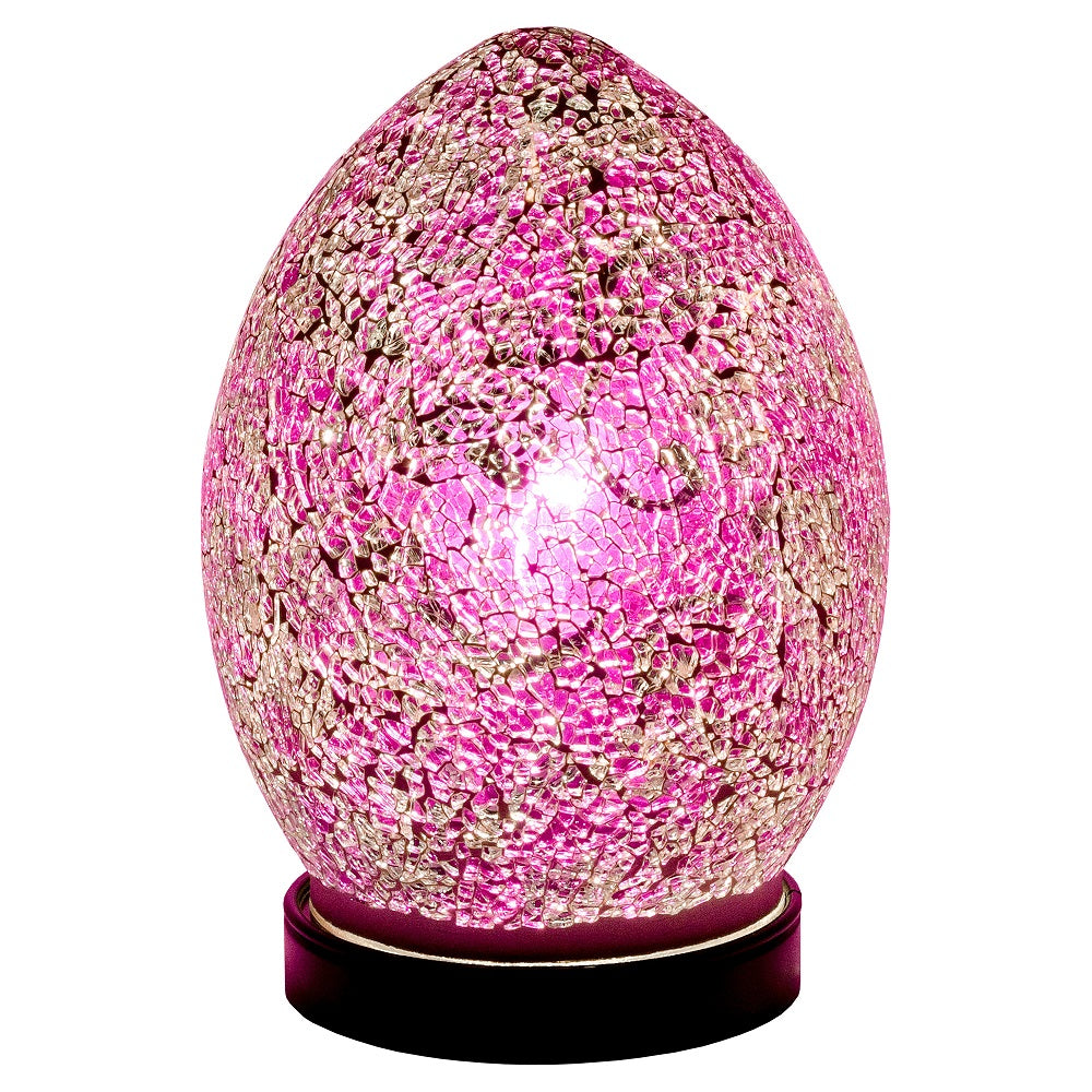 Febland LM77PR Pink Rose Mosaic Glass Vintage Egg Table Lamp 20cm