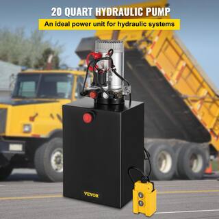 VEVOR Hydraulic Power Unit 20 Quart Hydraulic Dump Trailer Pump 12-Volt DC Double Action SAE #6 Ports 3200 PSI Steel CZYYB20KTTXSZYB01V0