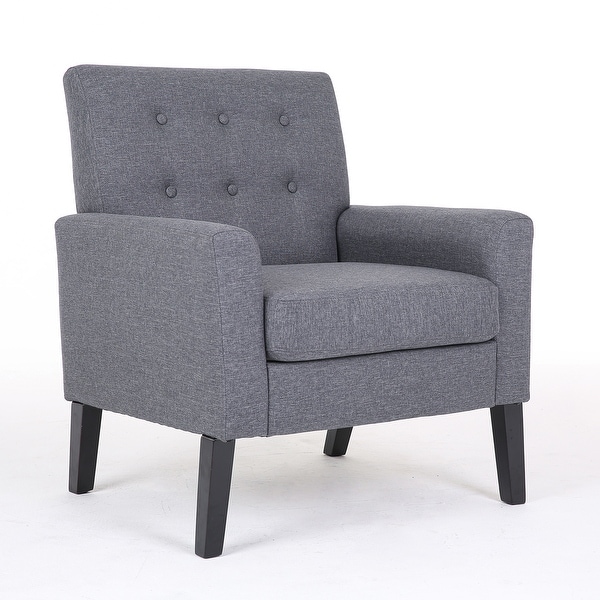 Button Tufted Upholstered Armchairs Comfy Reading Accent Chairs Sofa with Resilient Sponge Cushions， for Living Room， Grey