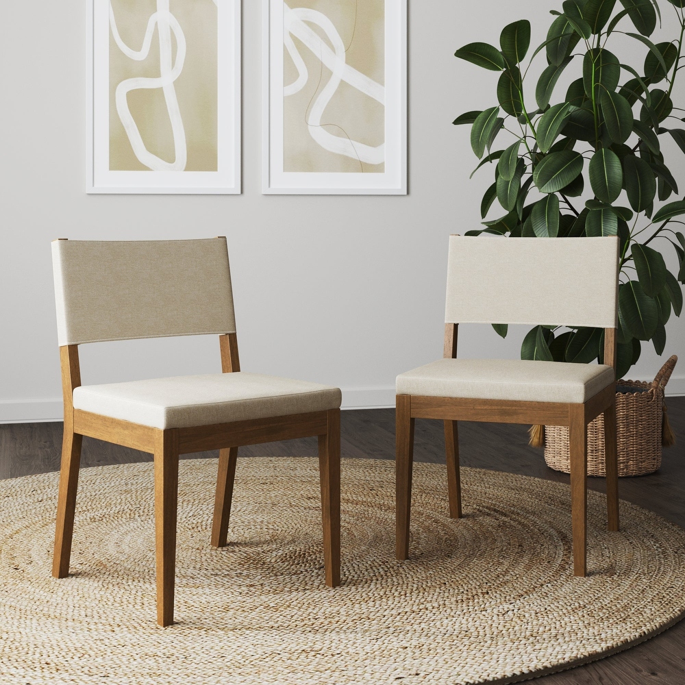 Linus Modern Upholstered Dining Chair  Solid Rubberwood Legs