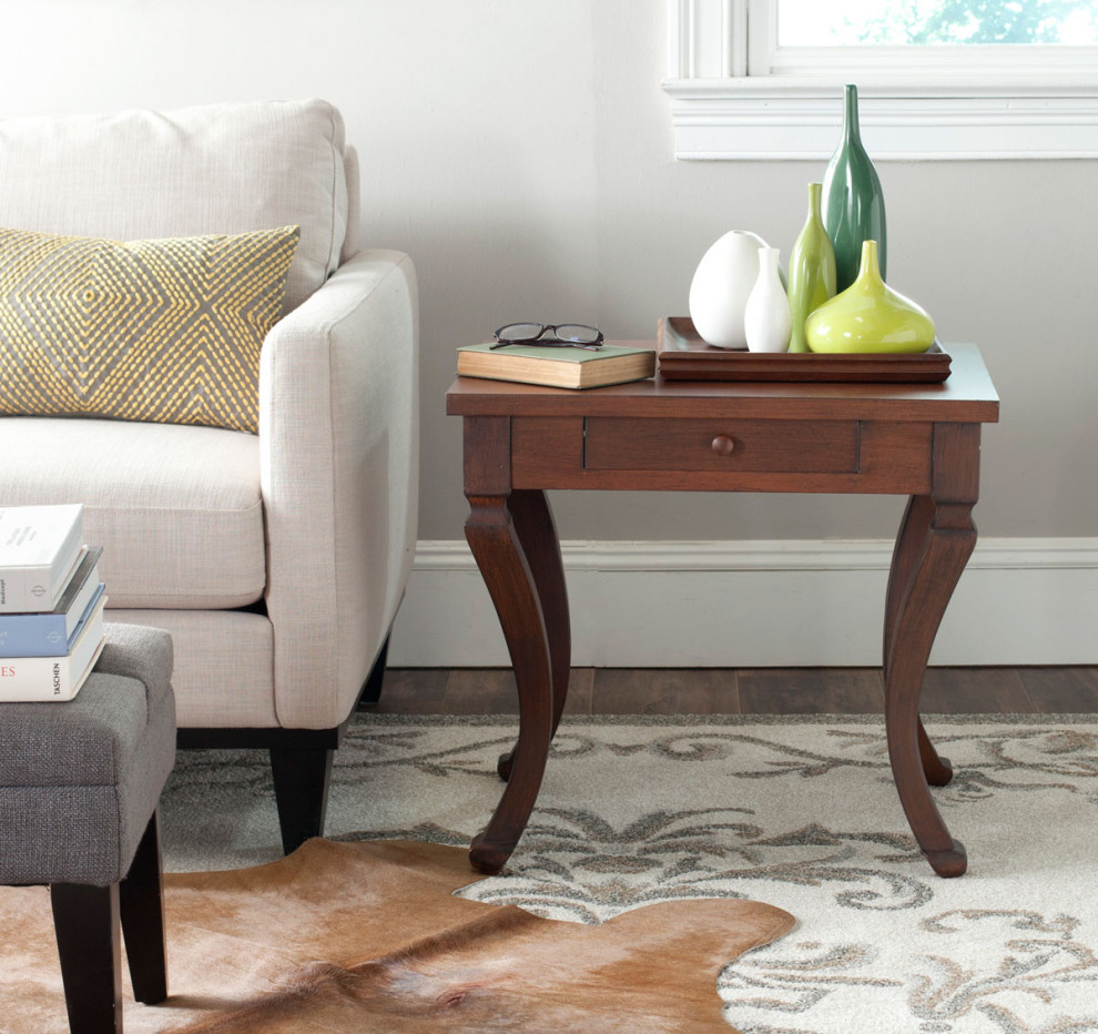 Baker One Drawer Storage Side Table Brown   Traditional   Side Tables And End Tables   by AED Luxury Home Decor  Houzz