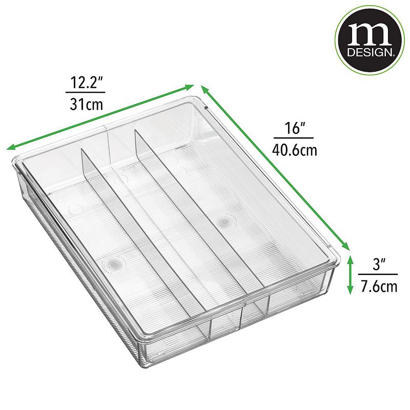 mDesign Expandable In-Drawer 3 Section  Kitchen Utensil Organizer Tray