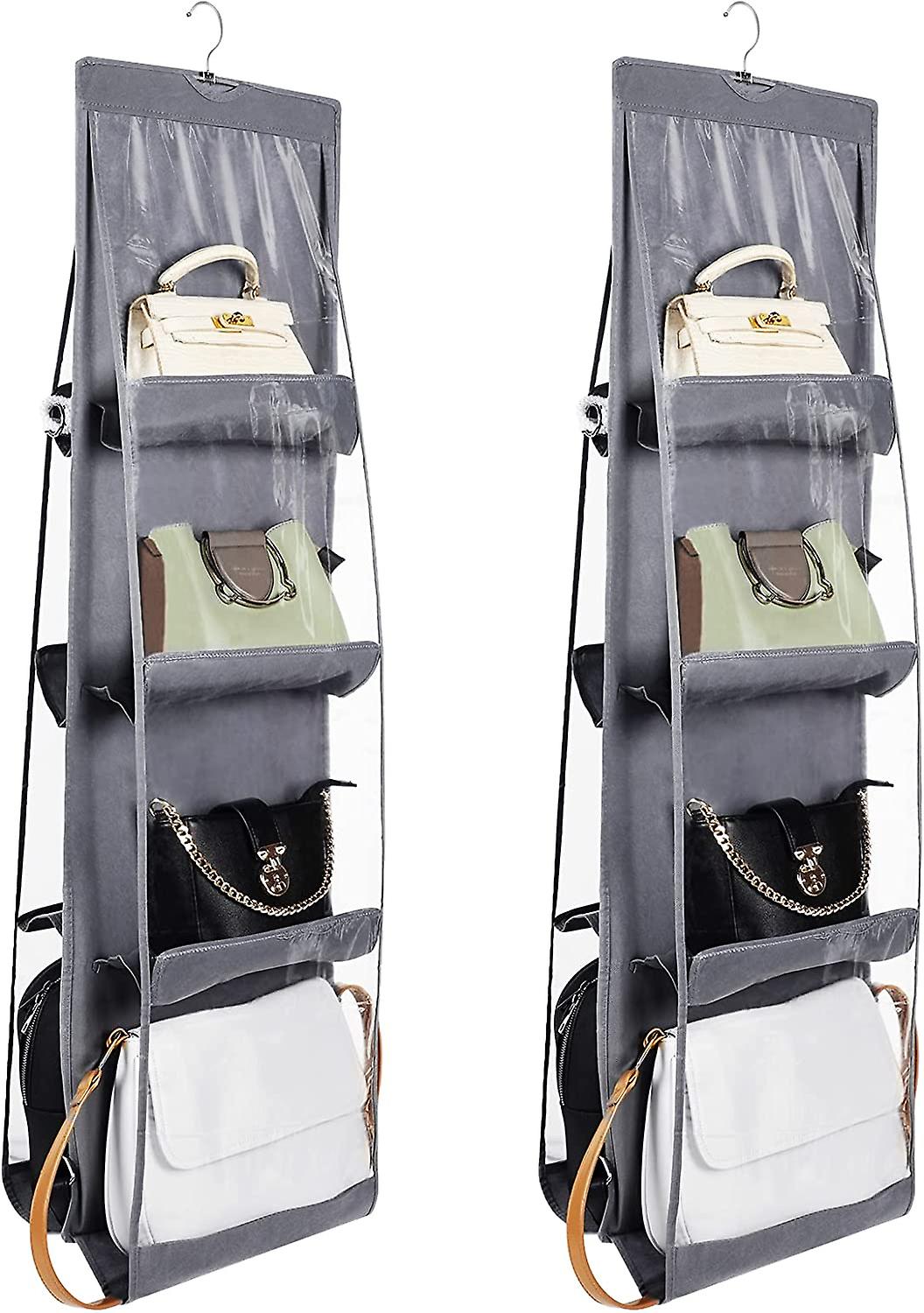 Hanging Handbag Organizer 2 Pcs Hanging Purse Organizer With 8 Easy Access Pockets Dustproof Hanging Bag Organizer For Purse Handbag， Purse Organizer