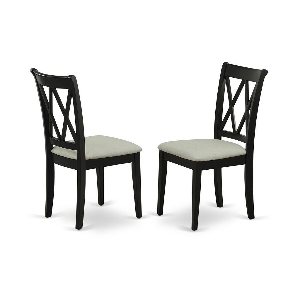 East West Furniture Dining Table Set  A Round Table and Linen Fabric Dining Chairs  Linen White (Pieces   Finish Options)