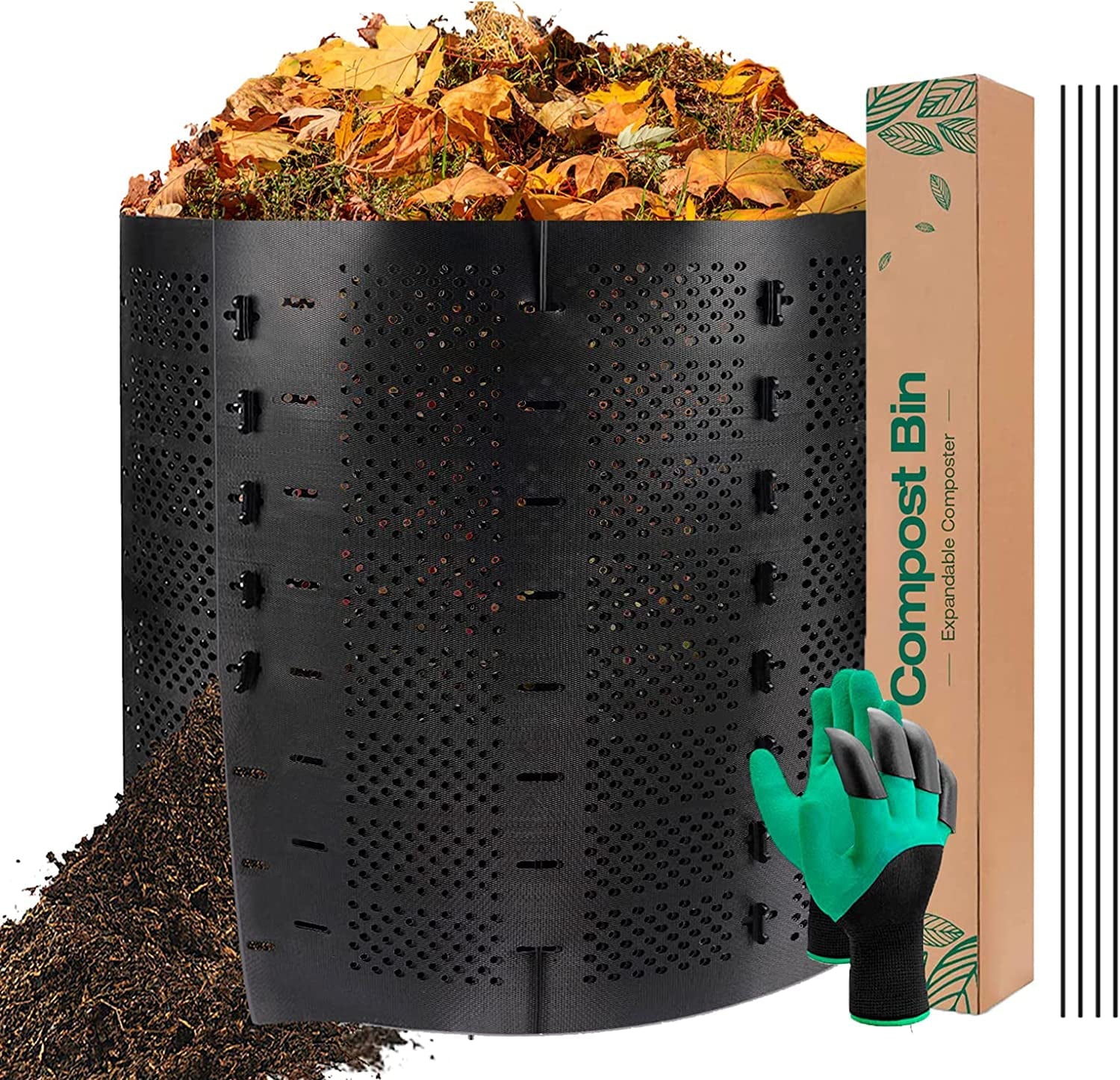 220 Gallon Compost Bin Outdoor, Expandable Outdoor Composter, Easy Assembling, Large Capacity, Fast Creation of Fertile Soil