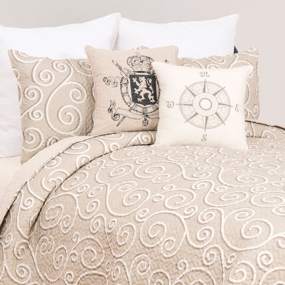 Flemming Contemporary Scroll Microfiber Quilt Set