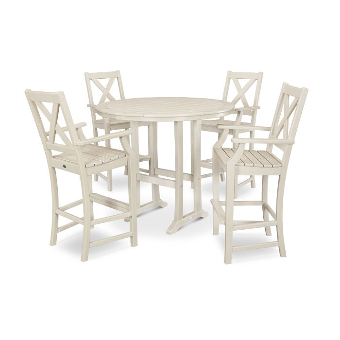 Polywood Braxton 5-Piece Nautical Trestle Arm Chair Bar Set PWS513-1