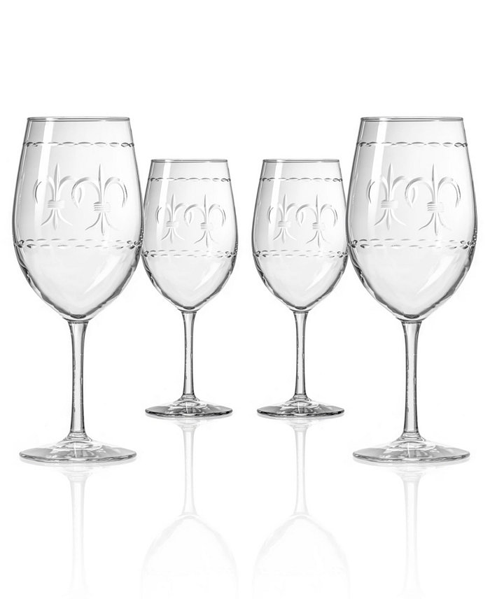 Rolf Glass Fleur De Lis All Purpose Wine Glass 18Oz - Set Of 4 Glasses