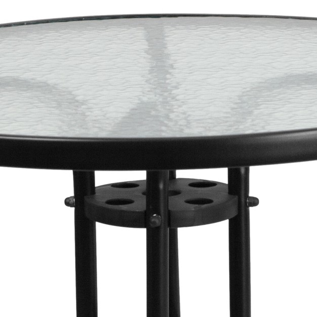 Round Tempered Glass Metal Table