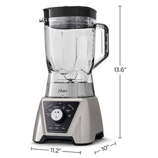 Oster Pro 64 oz. 3-Speed Brushed Nickel Silver Blender with Texture Select Settings 2-Blend-N-Go Cups and Tritan Jar 985119569M