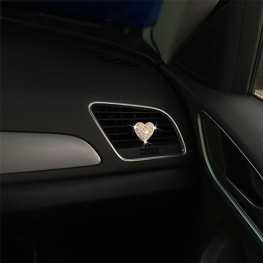 Car Air Vent Clip Charm Heart Shape Bling Crystal Car Fragrance Diffuser Vent Clip Rhinestone Oil Diffuser Vent Clip Car Freshener For Women Ladies Gi