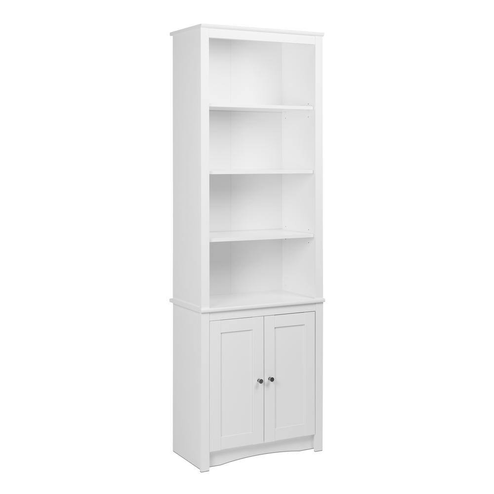 Prepac 80 in. White Wood 6-shelf Standard Bookcase with Doors WSBH-0004-1