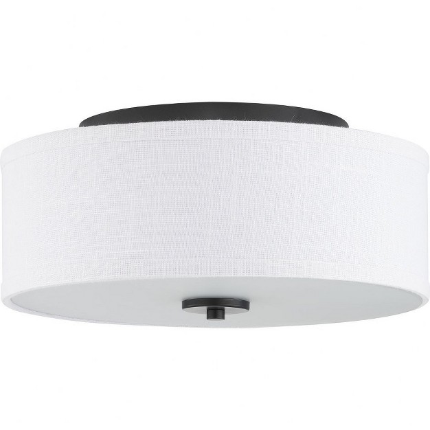 Progress Lighting Inspire Collection 2 light Flush Mount Graphite Finish Summer Linen Shade