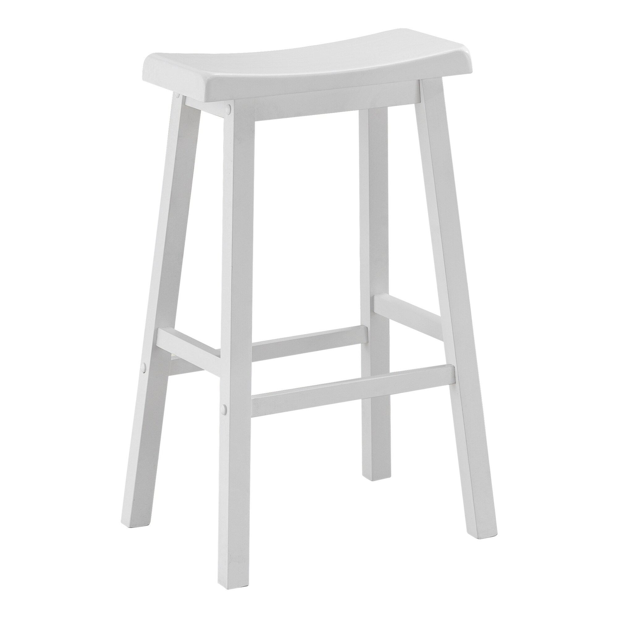 Bar Stool， Set of 2， Bar Height， Saddle Seat， Wood， Contemporary， Modern