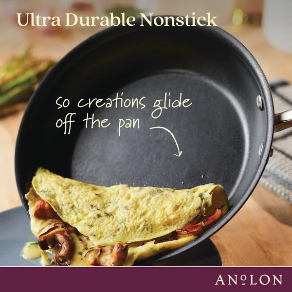 Anolon 83655 Advanced Hard Anodized Nonstick Divided Grill / Griddle Pan / Skillet - 12.5 Inch， Gray