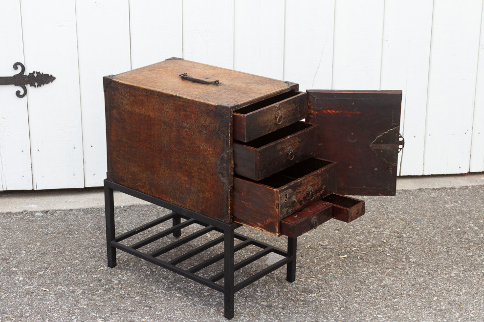 19th Century Leather Tansu Side Table   Rustic   Side Tables And End Tables   by De cor  Houzz